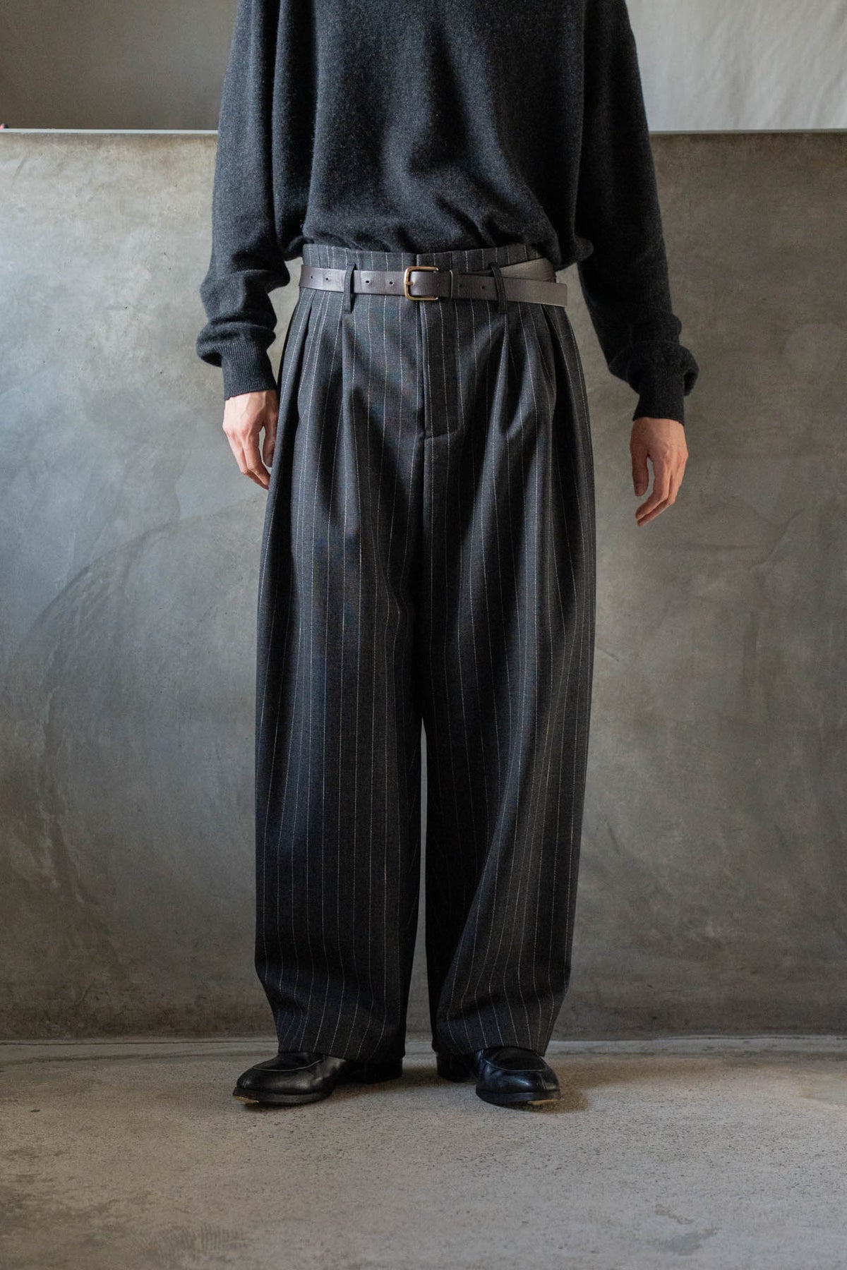 5-Tuck Trousers in Wool Pinstripe