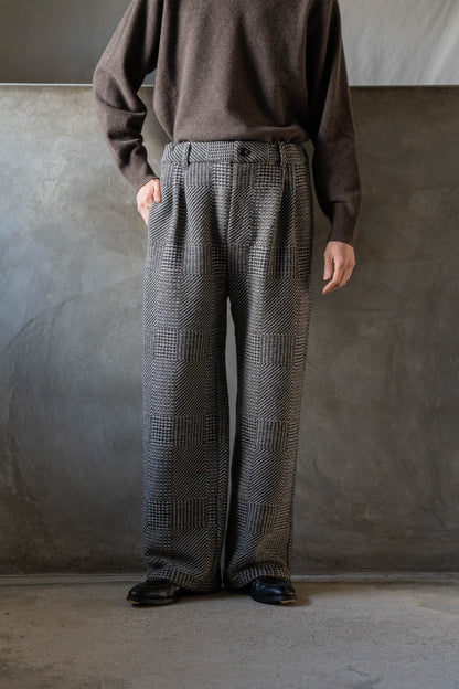 Knitted Tweed Check Trousers