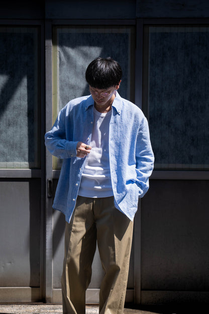 water twisted linen glen check shirt