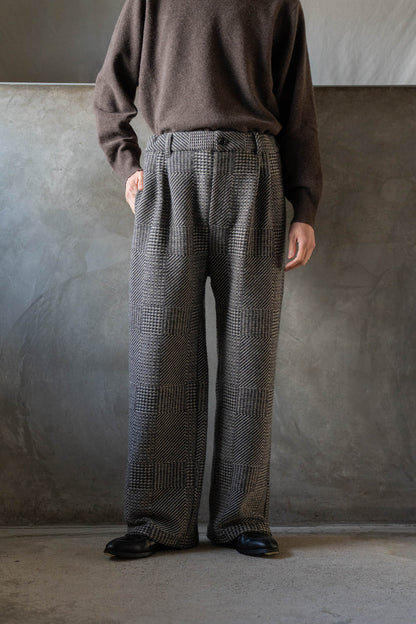 Knitted Tweed Check Trousers