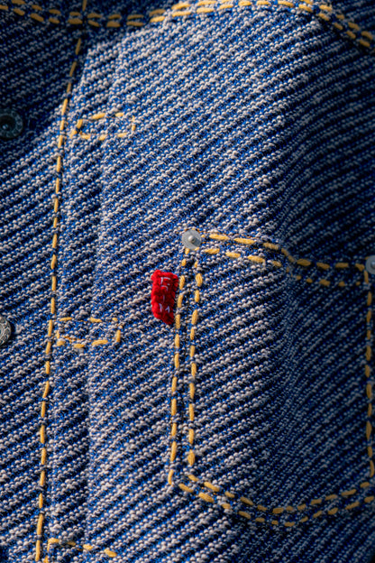 Hand-Stitched Damaged Denim Knit Jacket