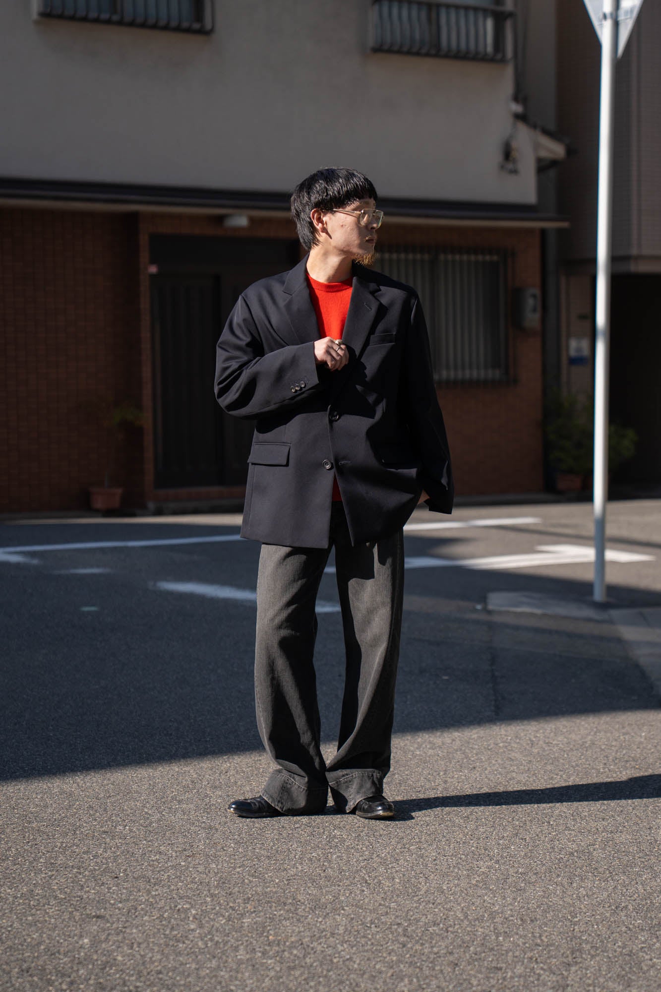 WOOL KERSEY OVERSIZED SINGLE BREASTED JACKET(ST.1413)