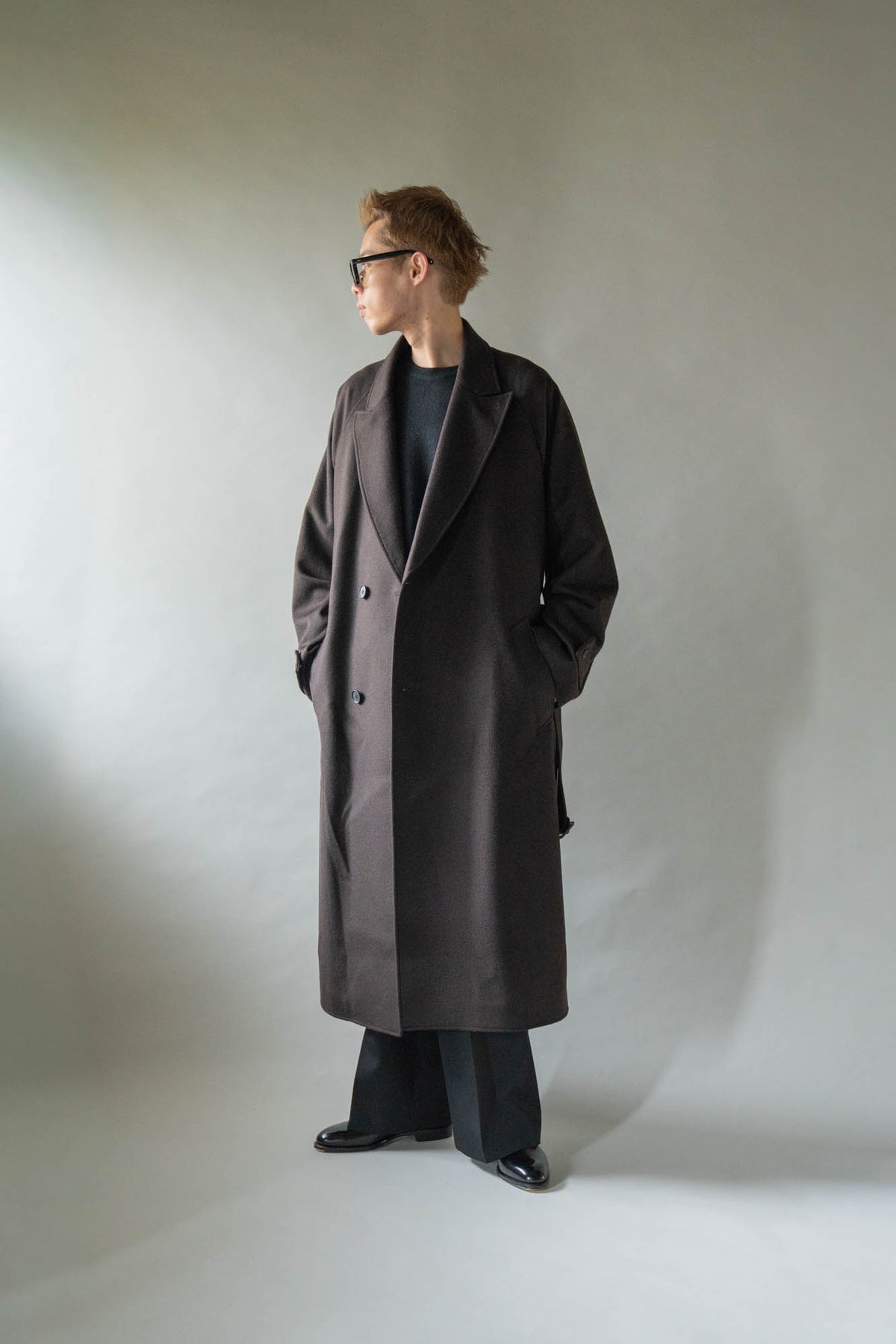 WOOL CASHMERE OVERSIZED PEAK LAPEL CHESTER COAT(ST.1533)