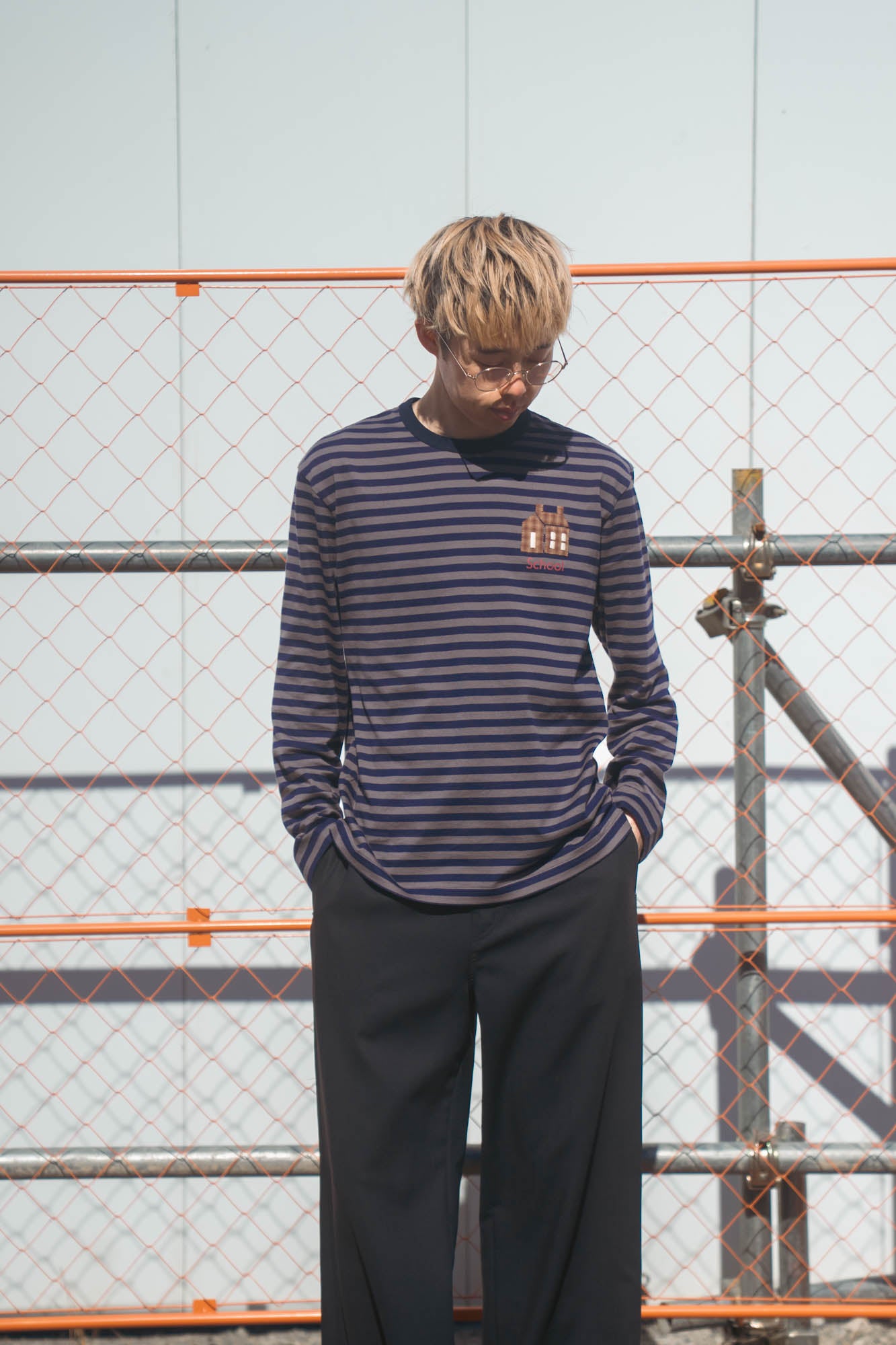 sign別注 Hand-Embroidered Stripe Long Sleeve T-Shirt