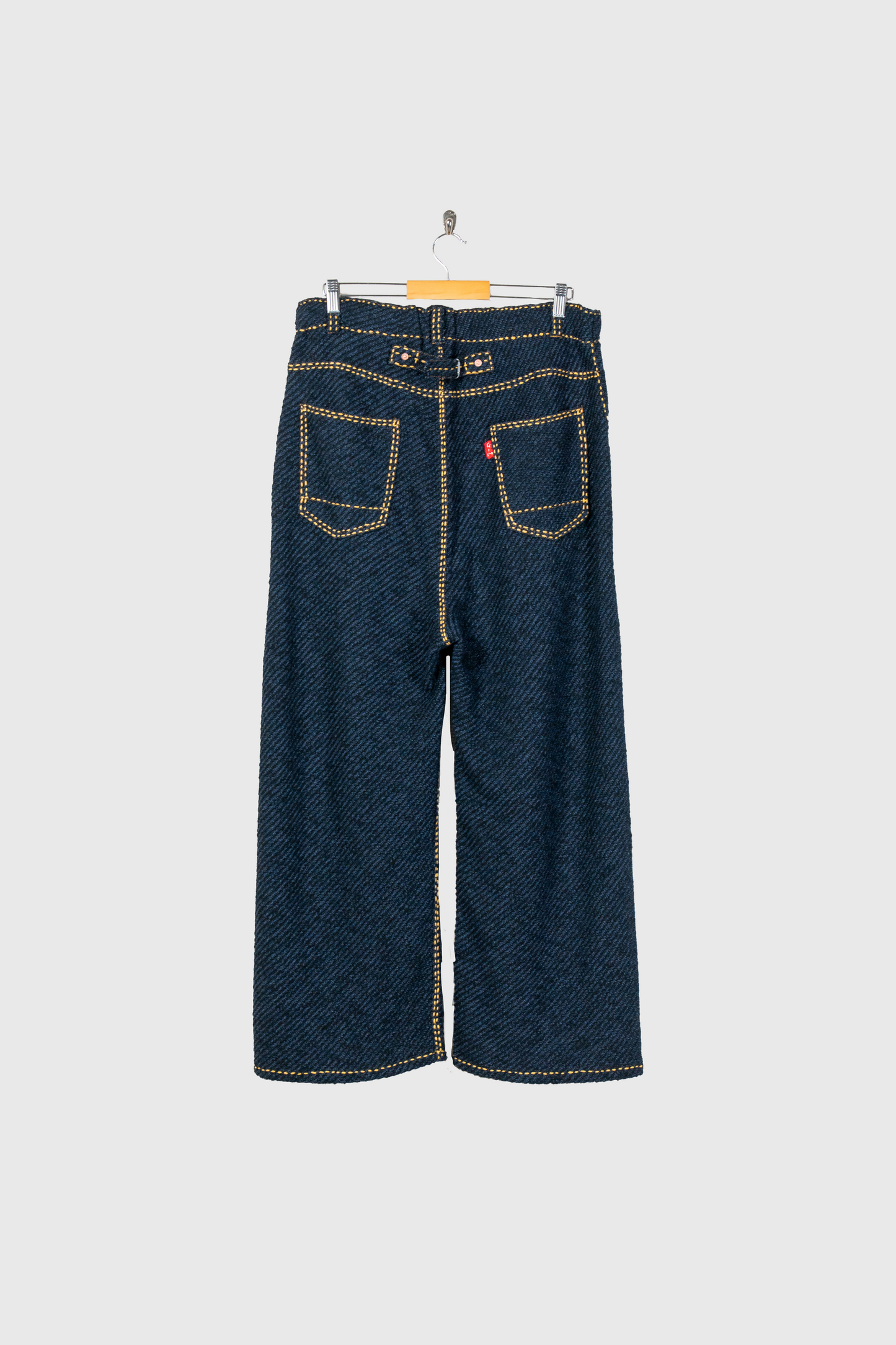 Hand Stitched Rigid Denim Knit Pants