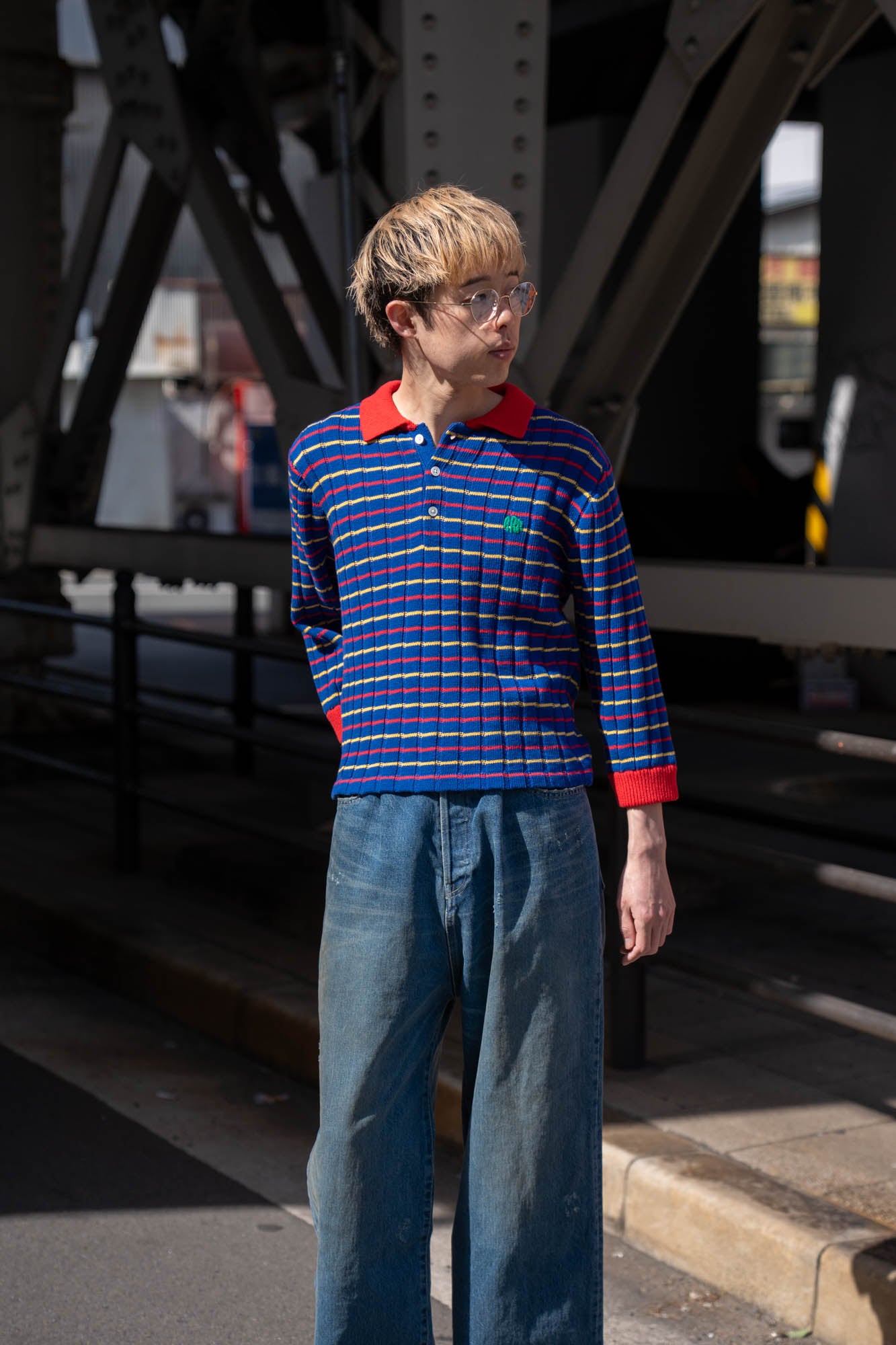 KNITTED CROPPED POLO SHIRT