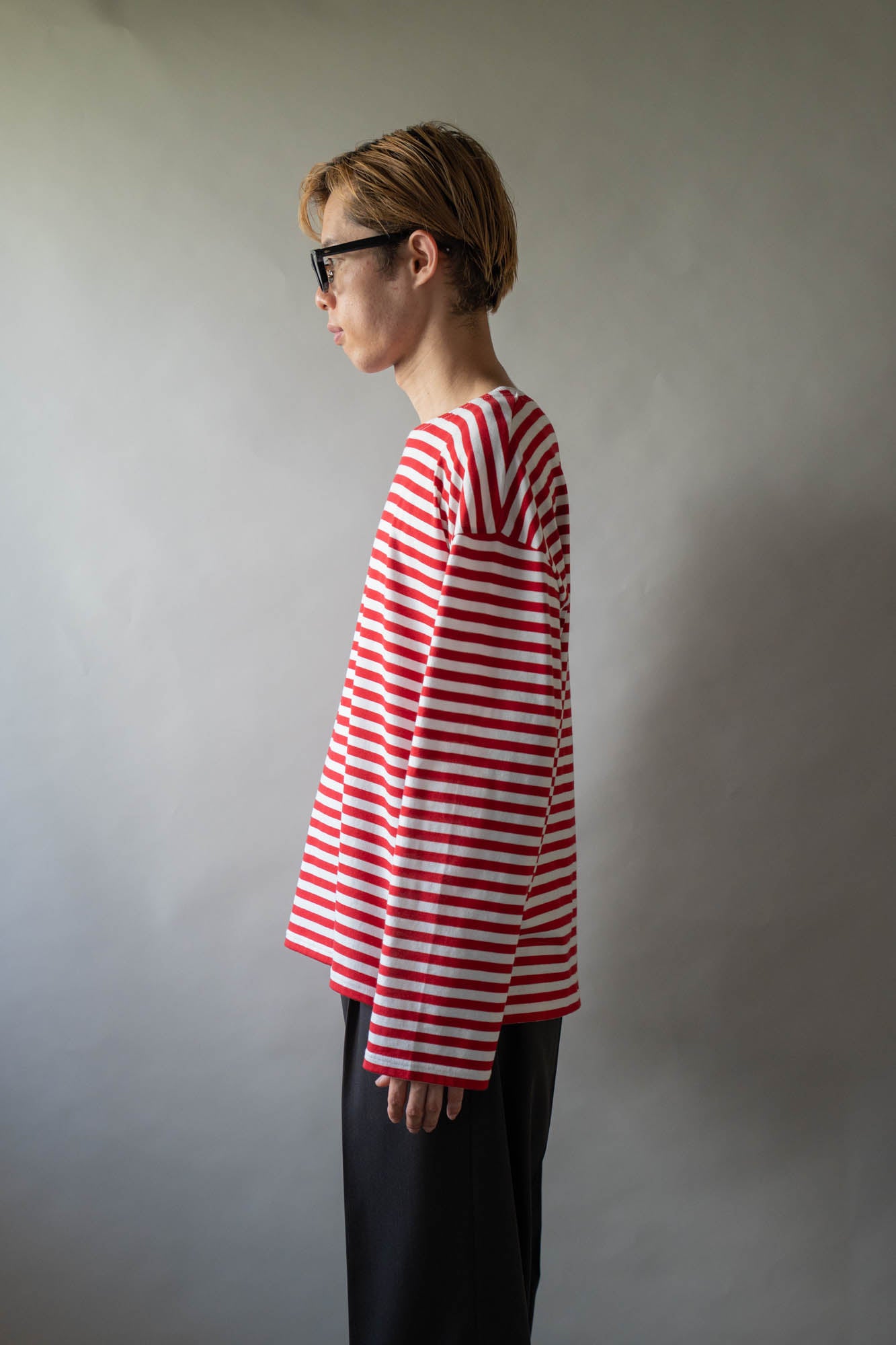 BORDER LONG T SHIRT