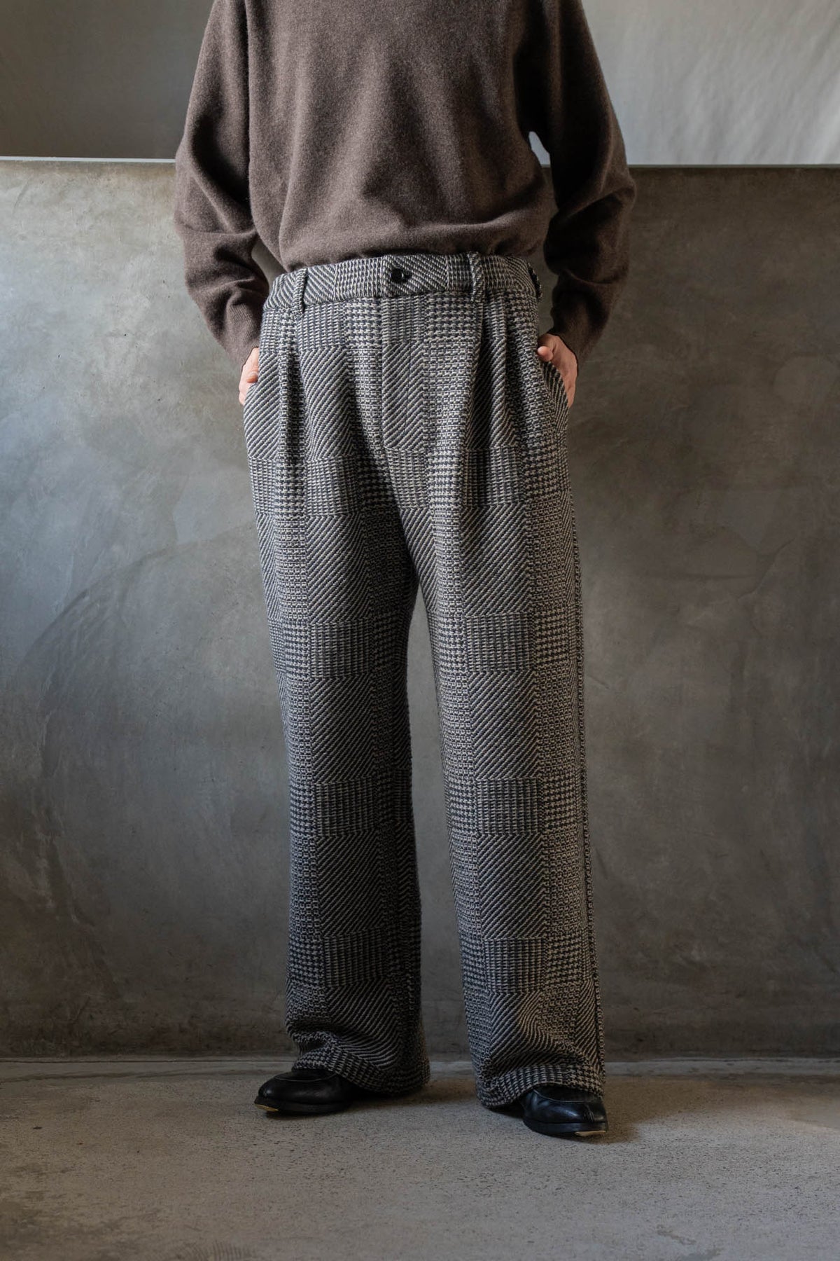 Knitted Tweed Check Trousers