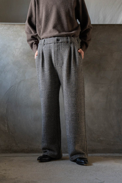 Knitted Tweed Check Trousers