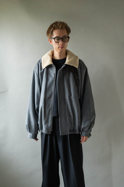 MOUTON COLLAR WOOL CASHMERE PADDED JACKET(ST.1546)