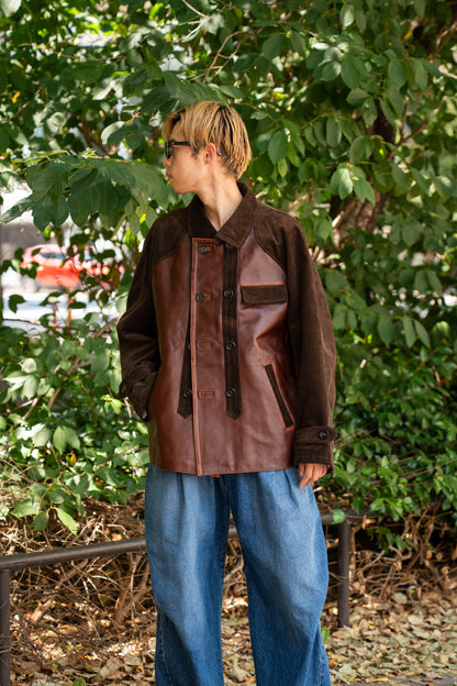 Combination leather jacket