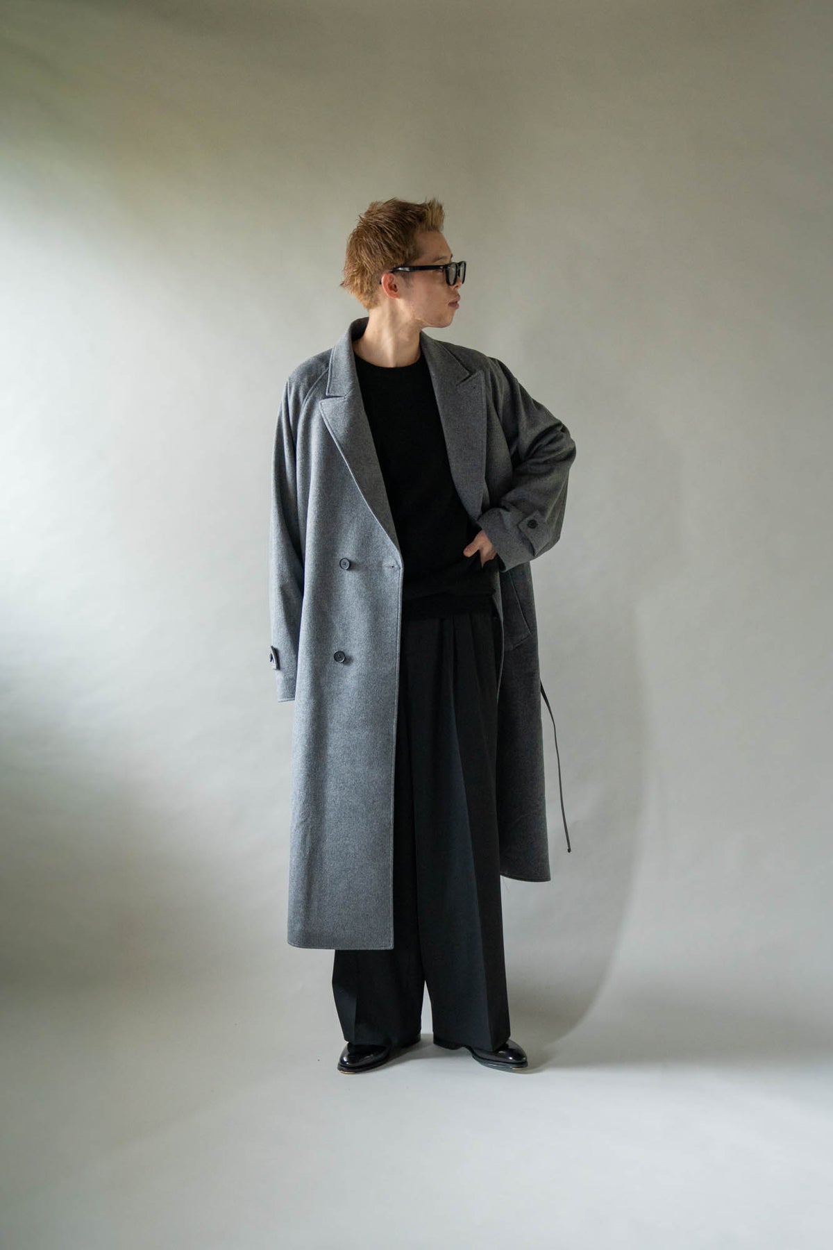 WOOL CASHMERE OVERSIZED PEAK LAPEL CHESTER COAT(ST.1533)
