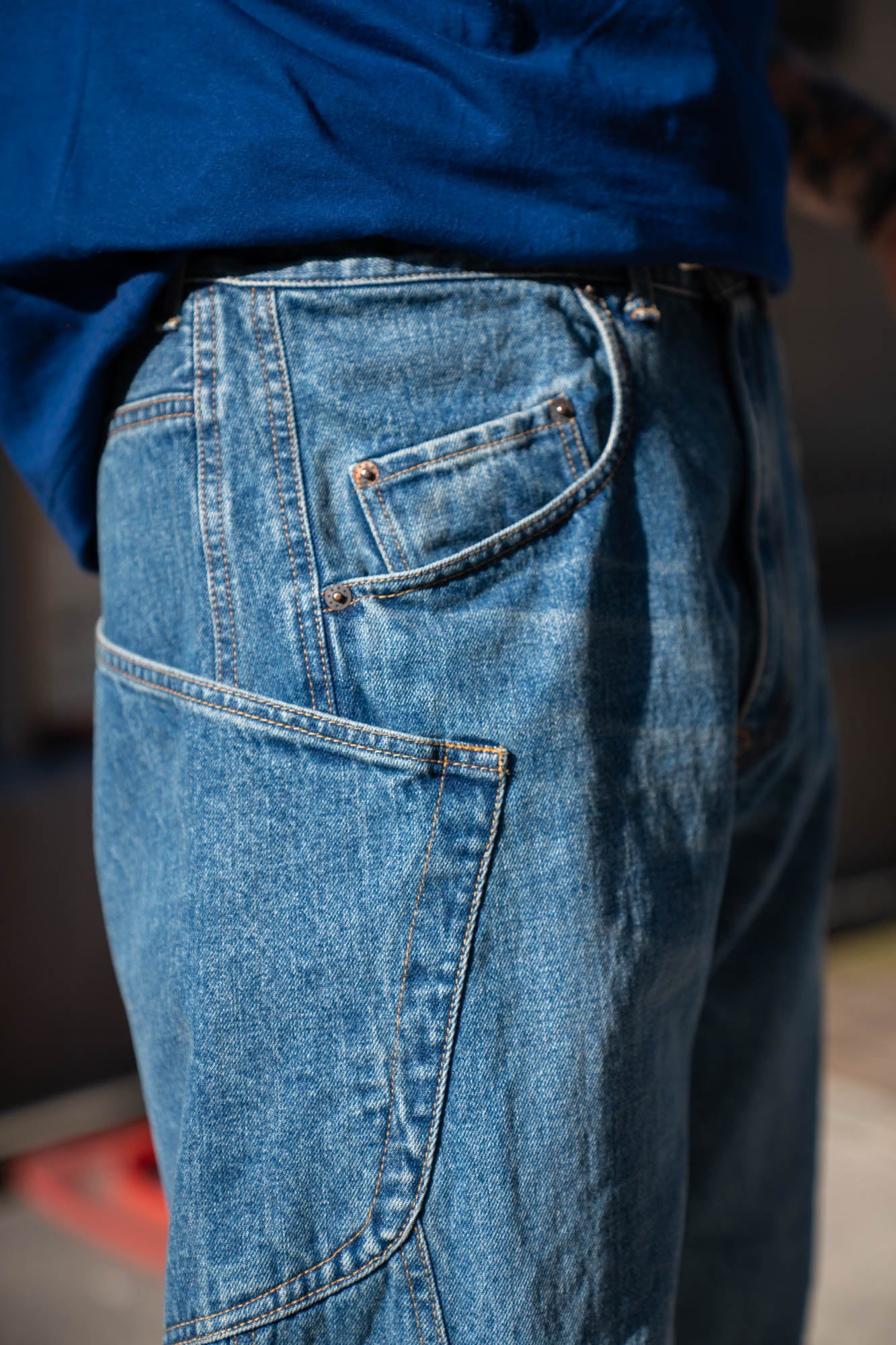 3D Cutting Denim Pants