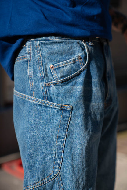 3D Cutting Denim Pants