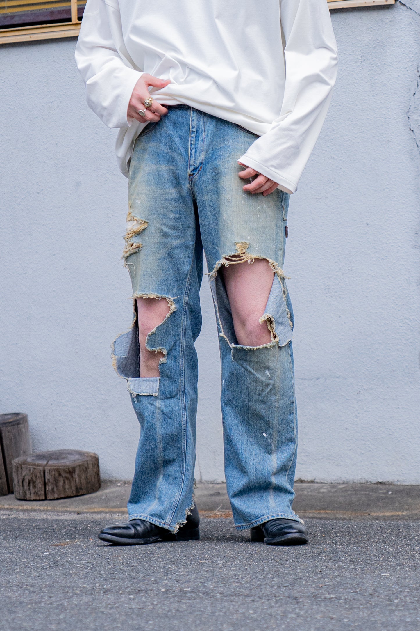 Organic Cotton Denim Pants*Crashed