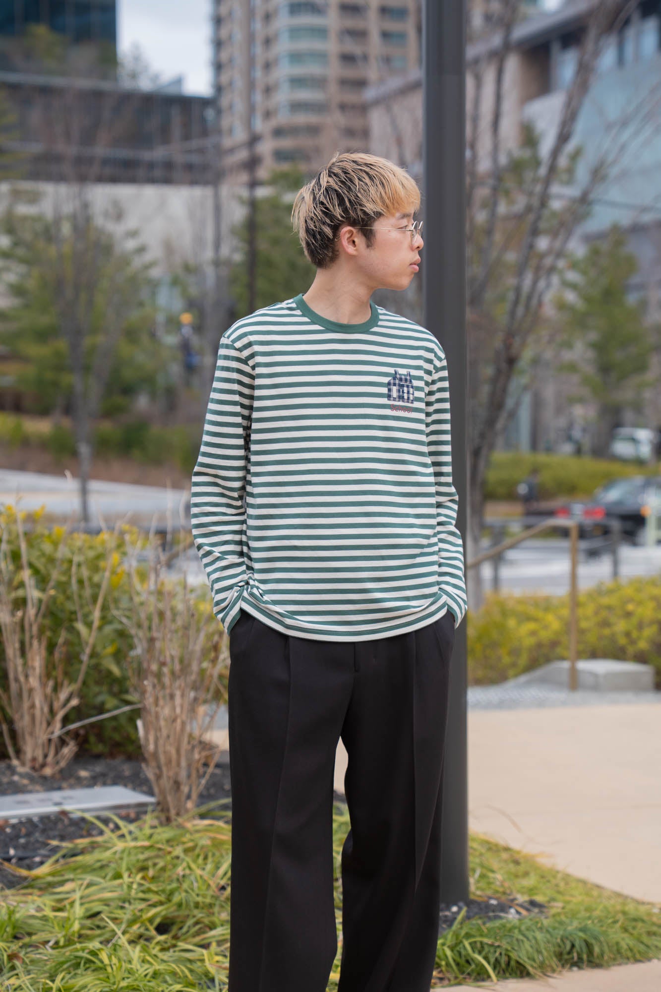 sign別注 Hand-Embroidered Stripe Long Sleeve T-Shirt