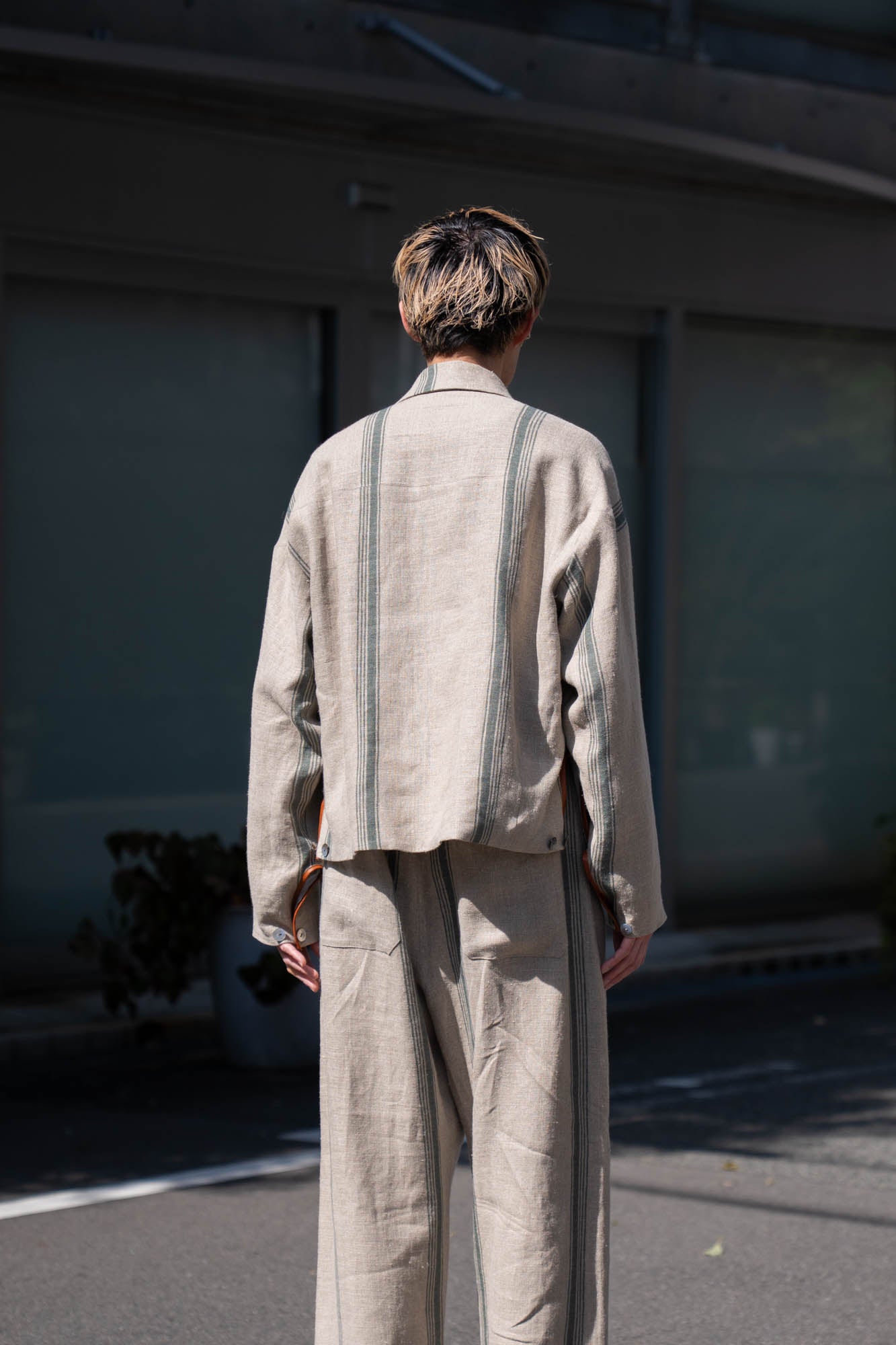 FLLOWER SAK LINEN STRIPE JACKET