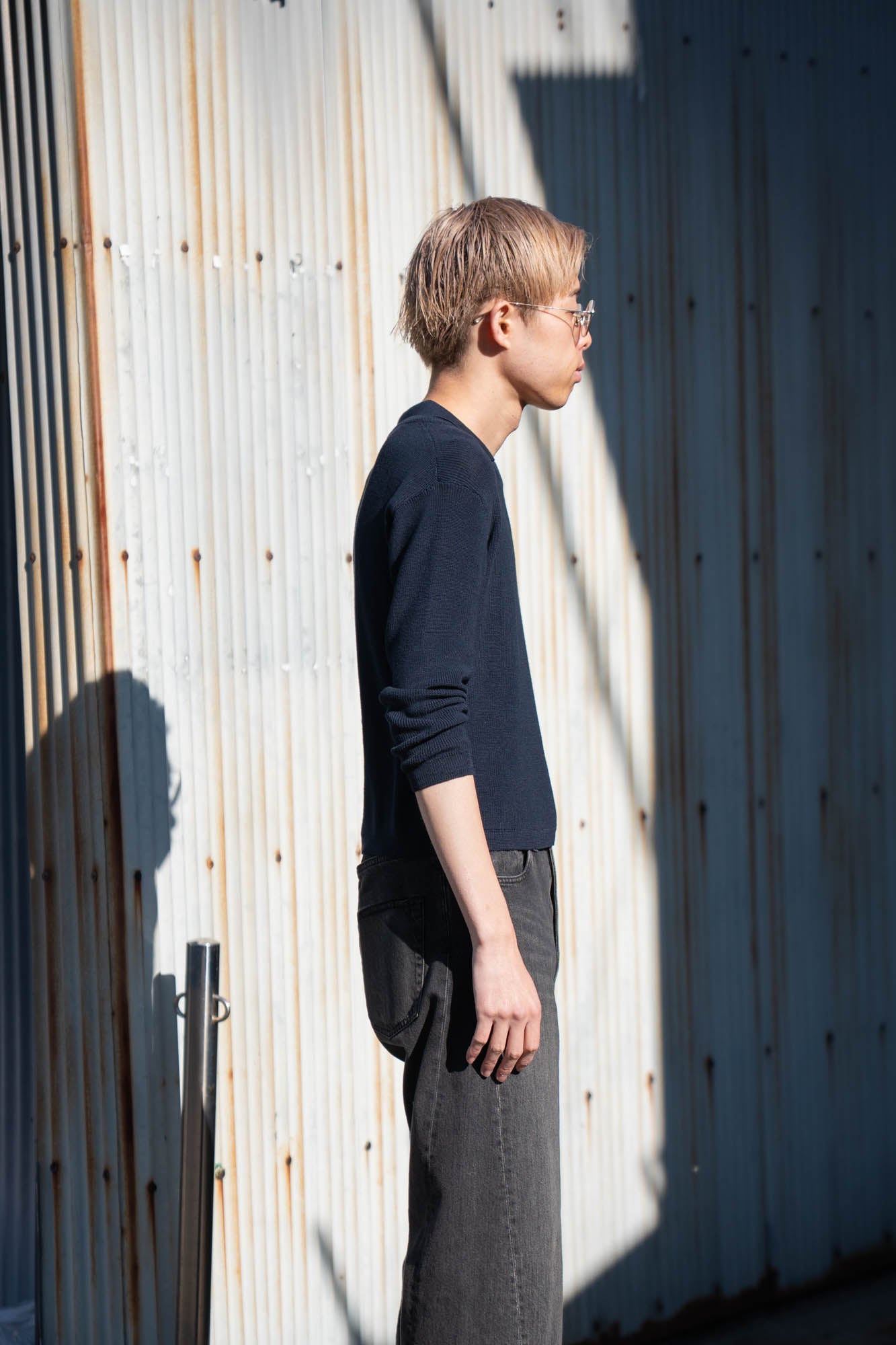 Roll Up Patched Knit in Marcerized Cotton