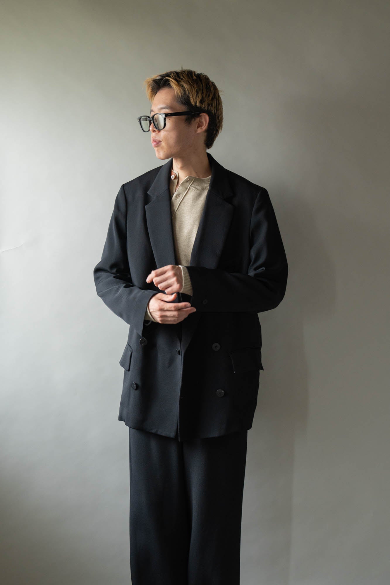Double-breasted Jacket in Rayon Tricotine