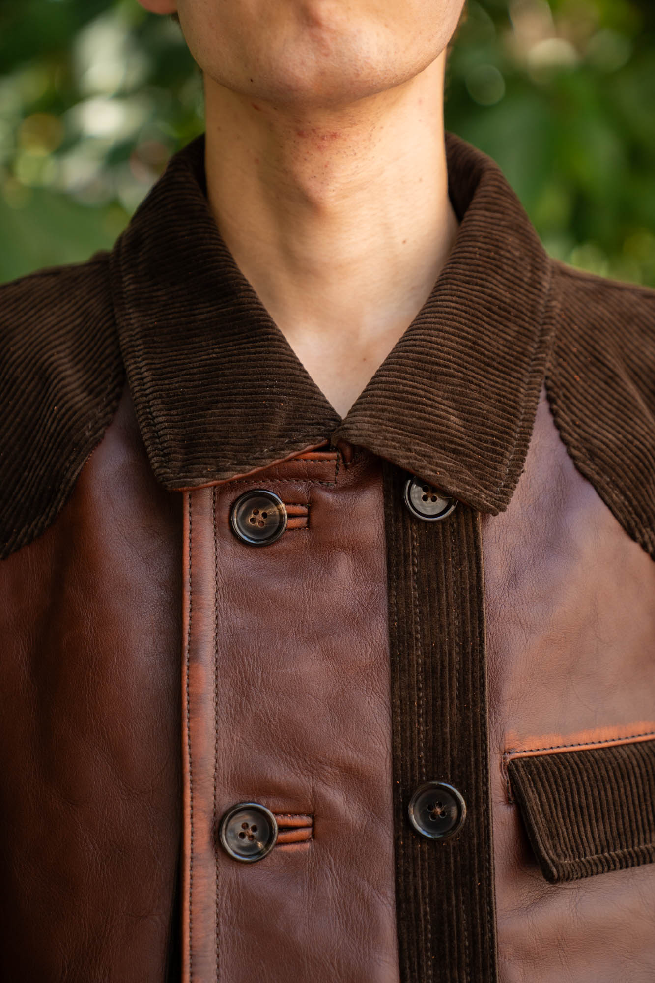 Combination leather jacket