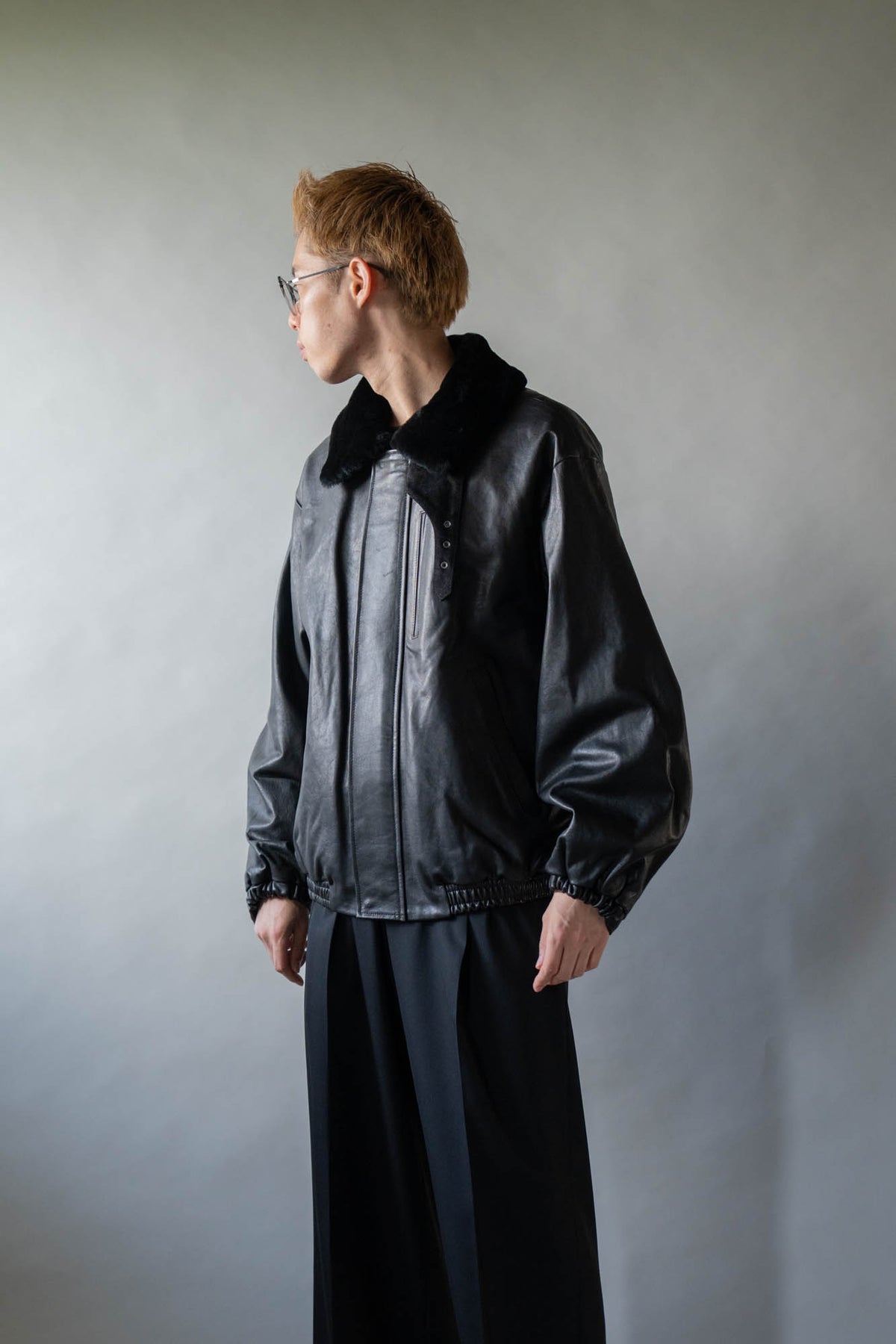 MOUTON COLLAR CALF ZIP JACKET(ST.1549)