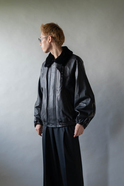 MOUTON COLLAR CALF ZIP JACKET(ST.1549)