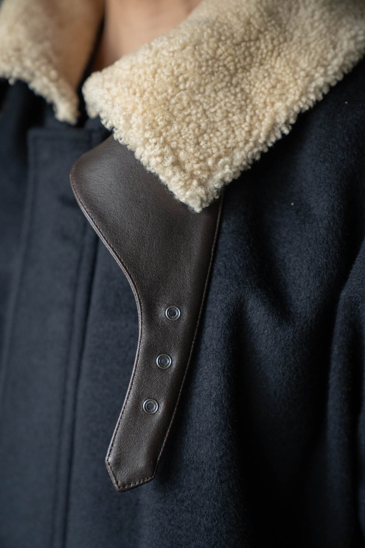 MOUTON COLLAR WOOL CASHMERE PADDED JACKET(ST.1546)