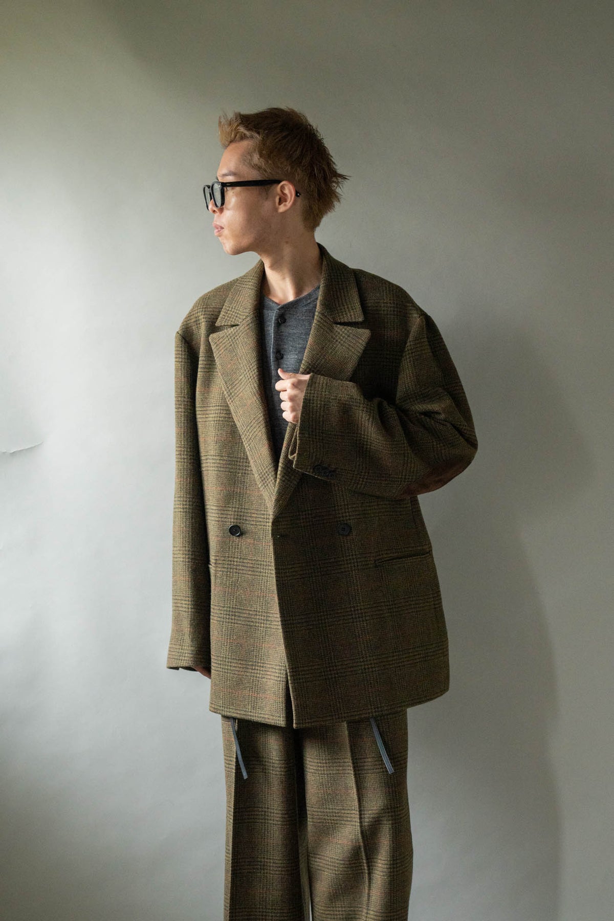 BRITISH TWEED OVERSIZED PEAK LAPEL JACKET(ST.1586)