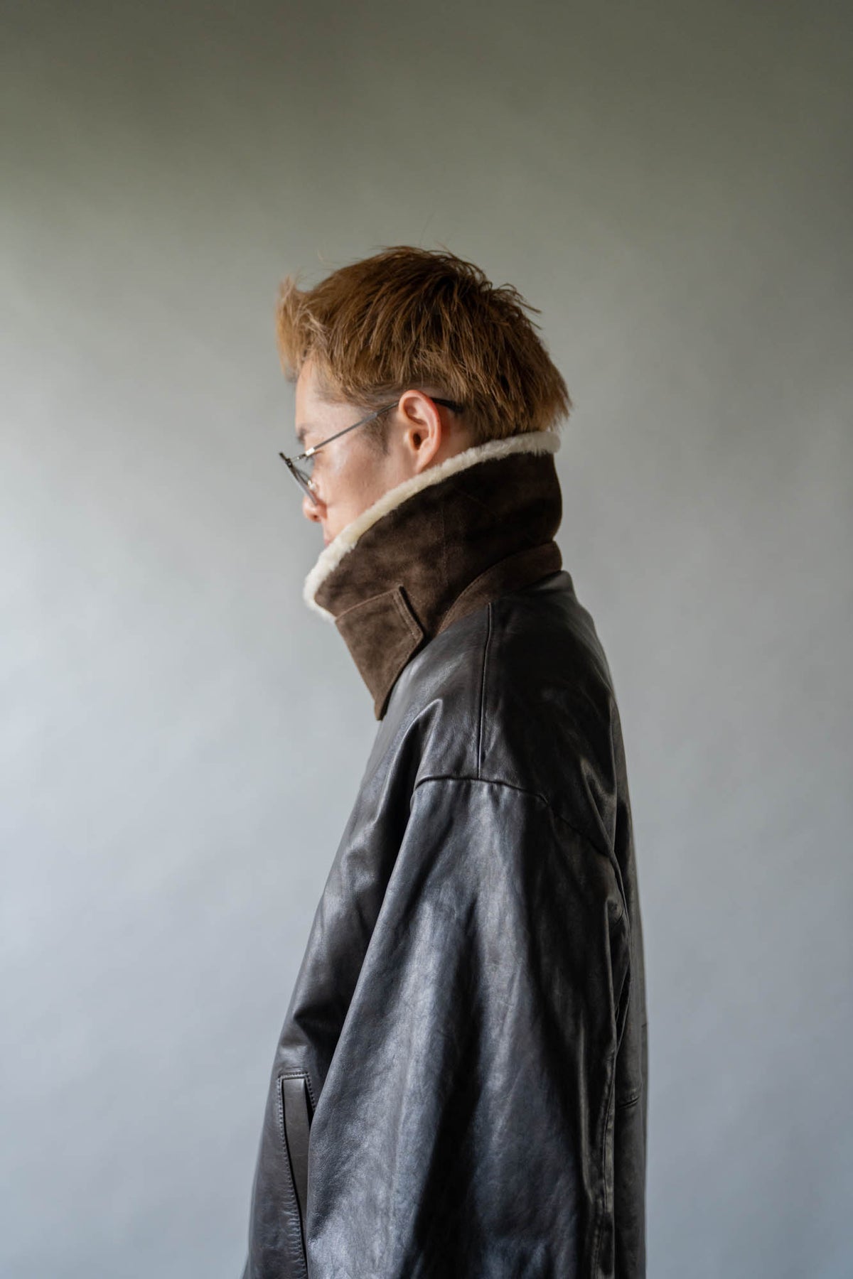 MOUTON COLLAR CALF ZIP JACKET(ST.1549)