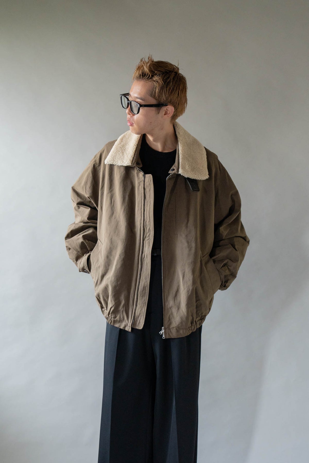 DETATCHABLE COLLAR RESIN-FINISH COTTON JACKET(ST.1576)