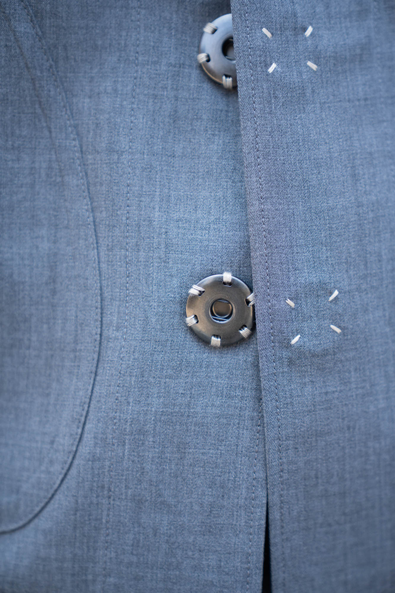 No-collar wool gabardine jacket