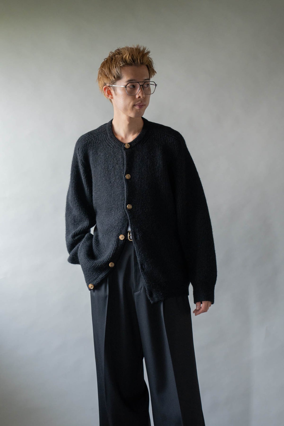 CREW-NECK KNIT CARDIGAN