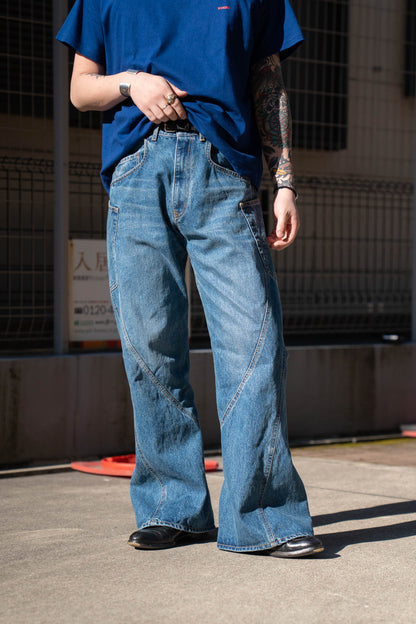3D Cutting Denim Pants