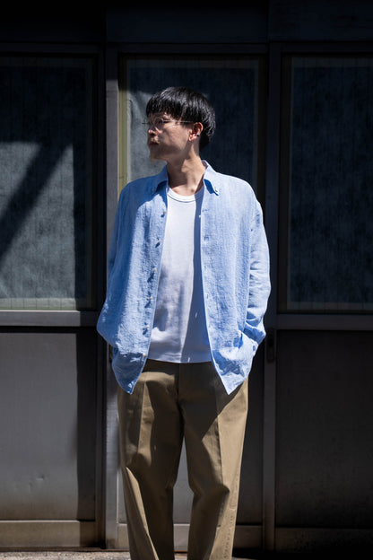 water twisted linen glen check shirt