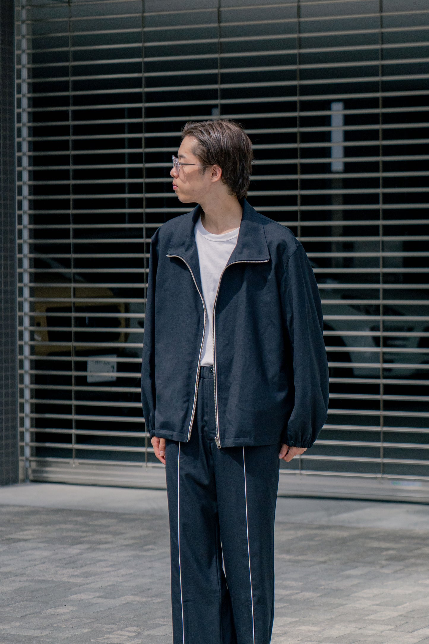 WOOL GABARDINE REVERSIBLE TRACK JACKET