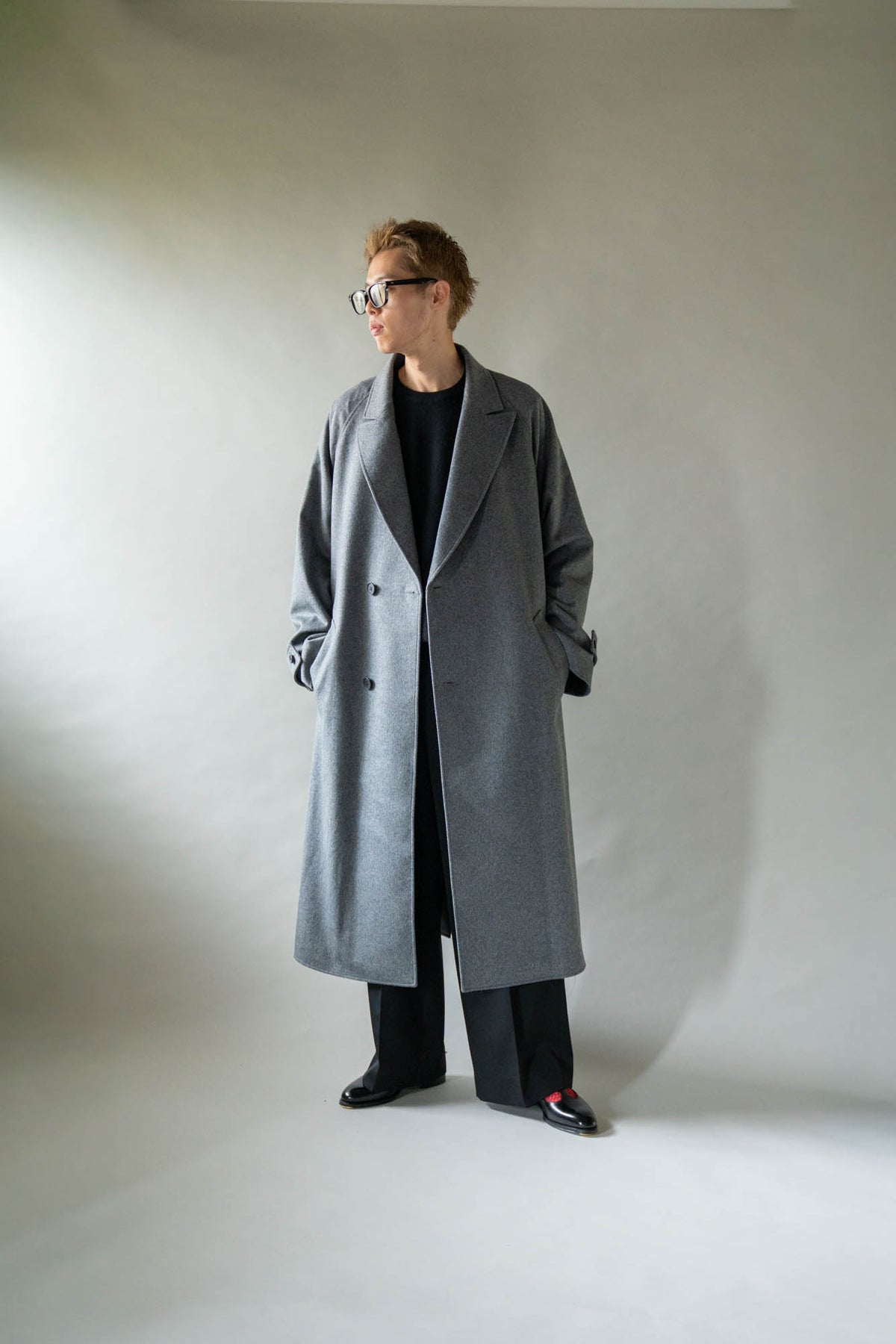 WOOL CASHMERE OVERSIZED PEAK LAPEL CHESTER COAT(ST.1533)