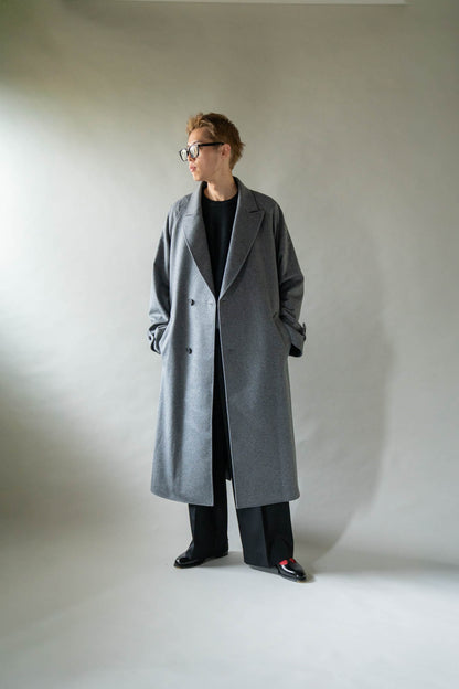 WOOL CASHMERE OVERSIZED PEAK LAPEL CHESTER COAT(ST.1533)