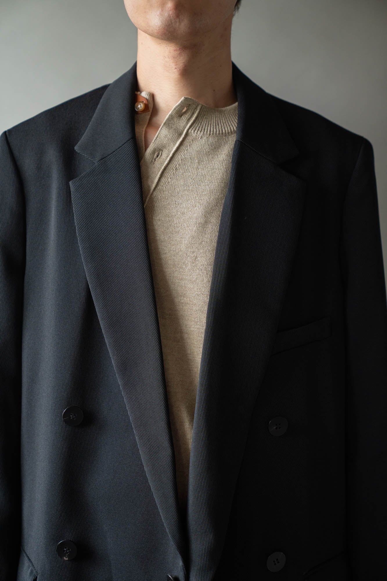Double-breasted Jacket in Rayon Tricotine