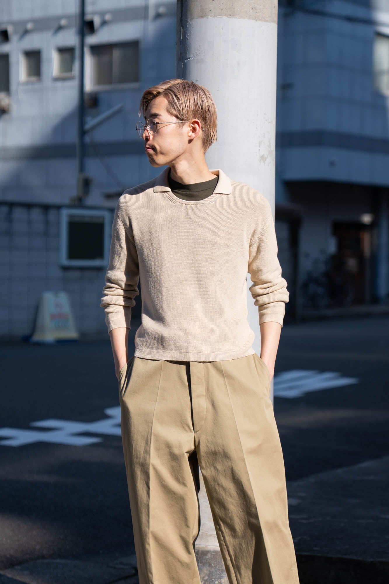 Roll Up Patched Knit in Marcerized Cotton