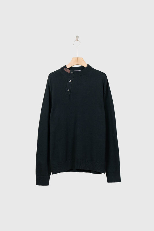 LEATHER TAB KNIT PULLOVER
