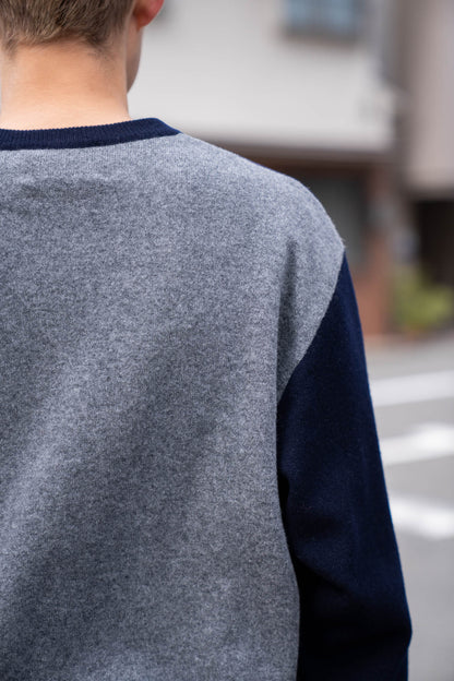 EXTRA FINE WOOL KNIT COLOR BLOCK LS(ST.1479)