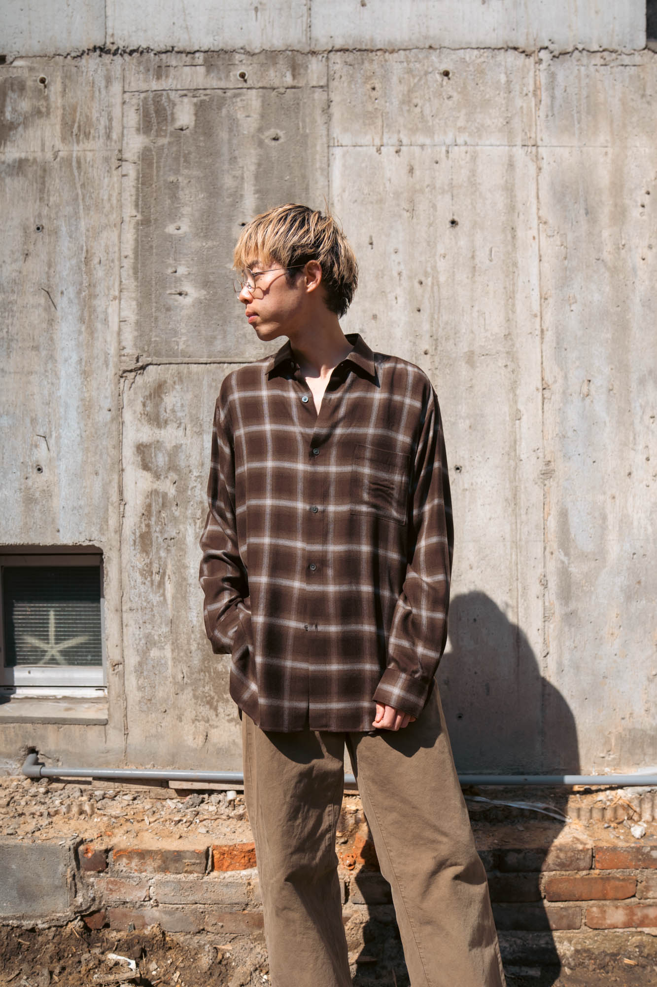 LY/VIS CHECK OVERSIZED LS SHIRT(ST.1461)