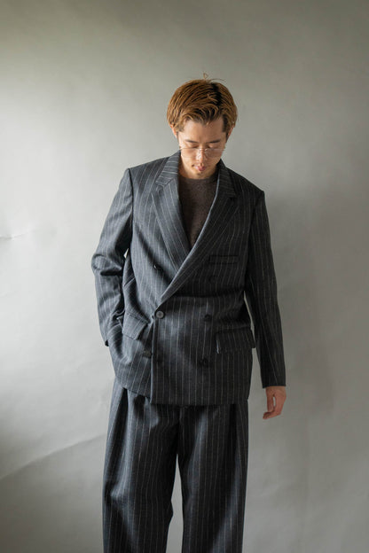 Double-Breasted Jacket in Wool Pinstripe