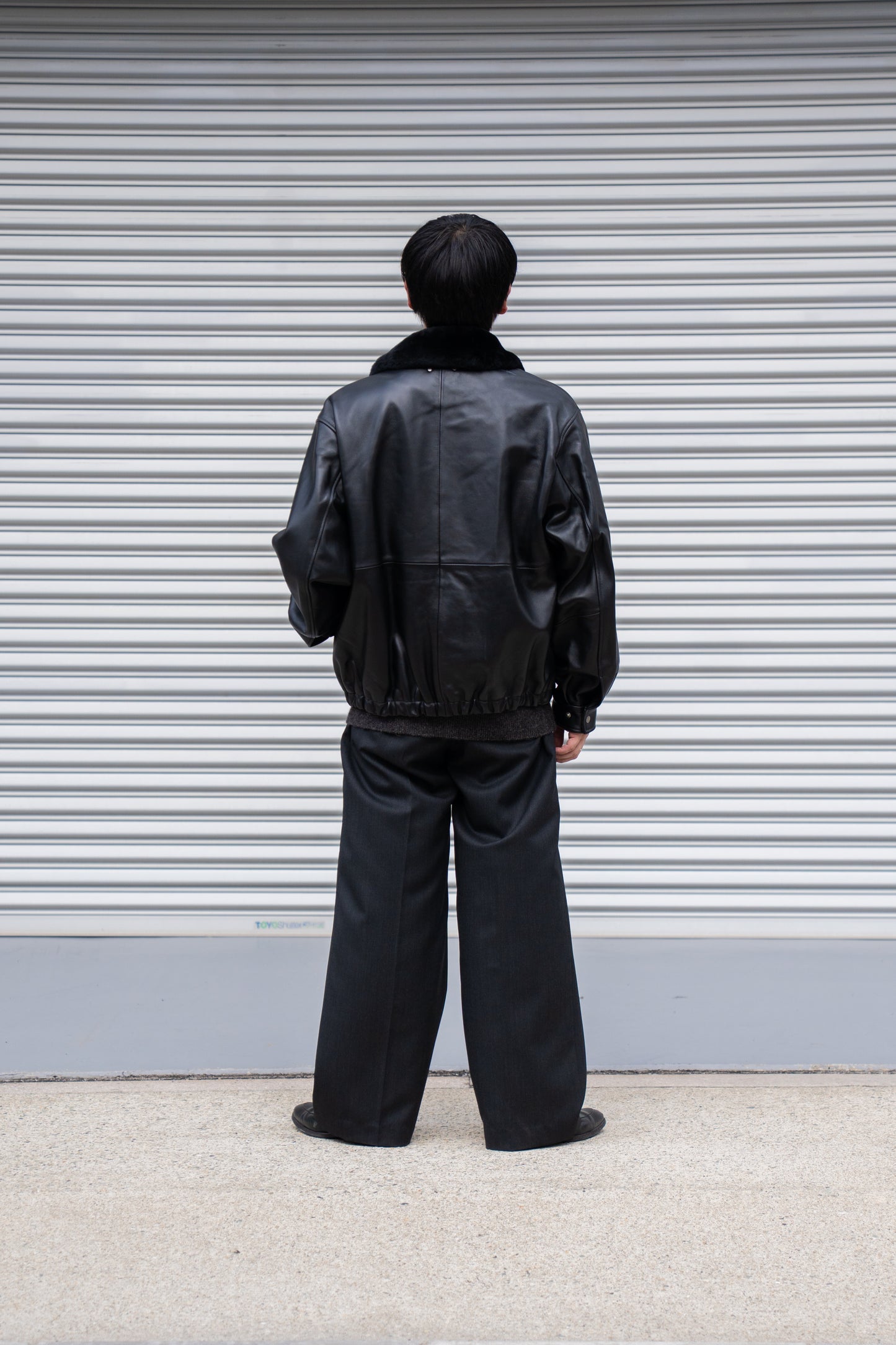 MOUTON COLLAR SHEEP LEATHER ZIP JACKET(ST.1216)