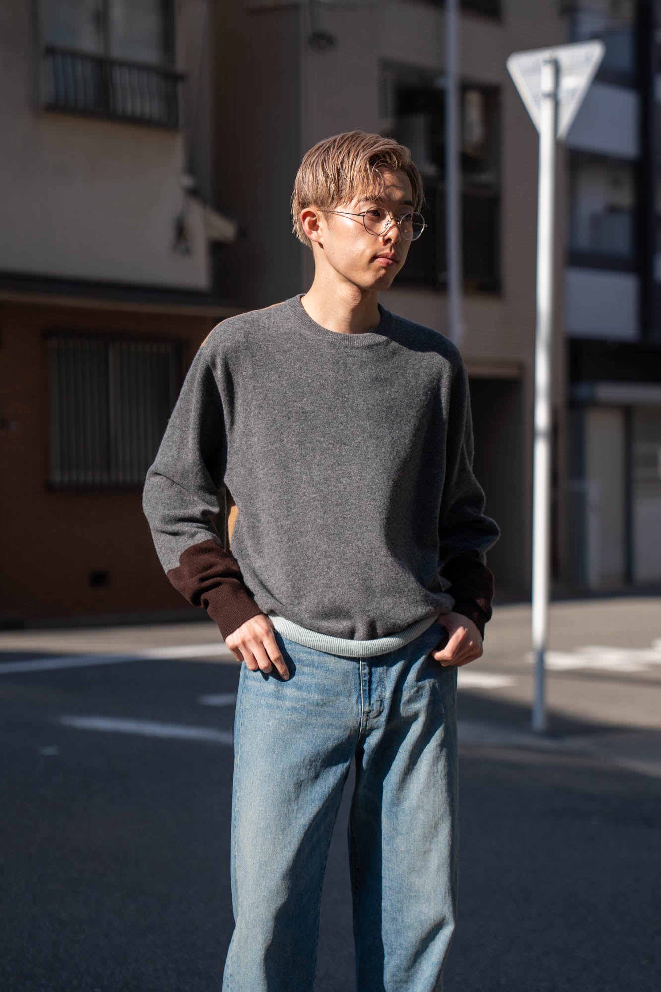 EXTRA FINE WOOL KNIT COLOR BLOCK LS(ST.1479) | ニット ssstein