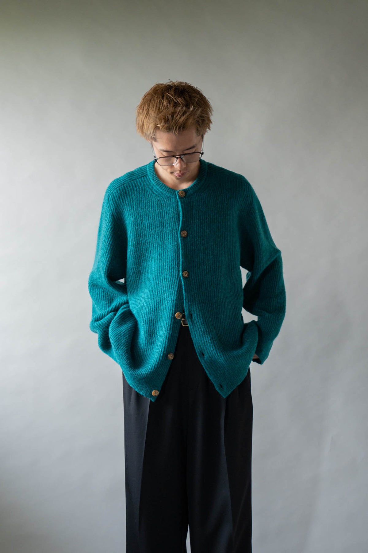 CREW-NECK KNIT CARDIGAN