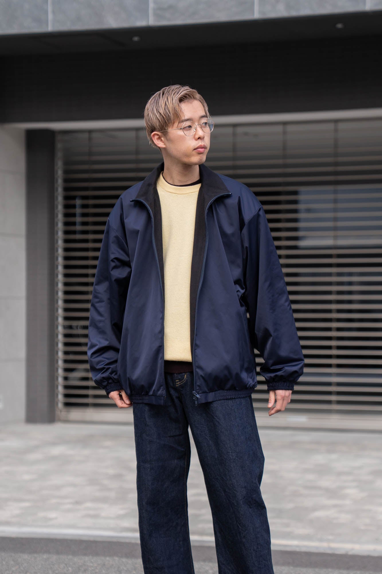 SILK-BACK STAND COLLAR ZIP JACKET(ST.1378)