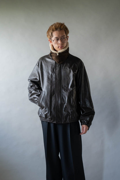 MOUTON COLLAR CALF ZIP JACKET(ST.1549)