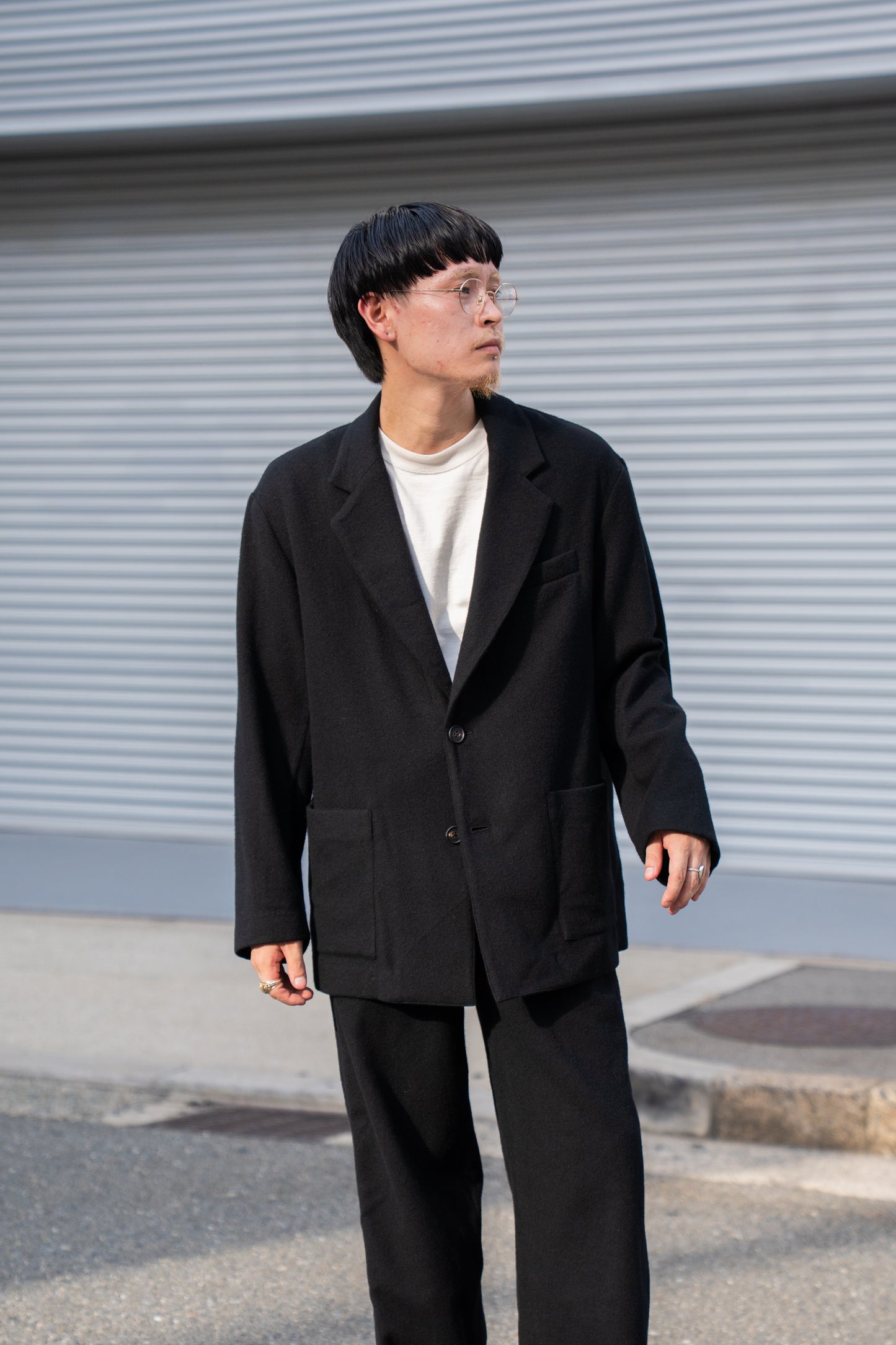 WOOL/CASHMERE FLEECE SINGLE BREASTED JACKET(ST.1268)