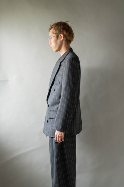 Double-Breasted Jacket in Wool Pinstripe